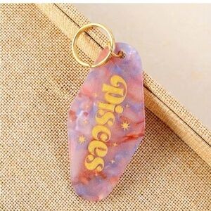 NEW Astrology Zodiac Constellation Glitter Tie Dye Marble Hotel Keychain, PISCES